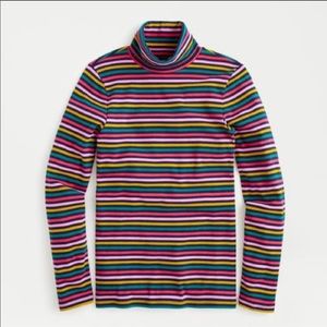 J. CREW Perfect Fit Rainbow Stripe Turtleneck